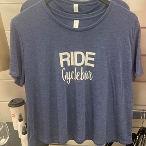 Cyclebar blue cropped tee